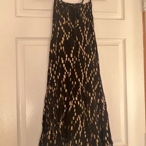 Black Maxi Skirt with Gold Foil Print